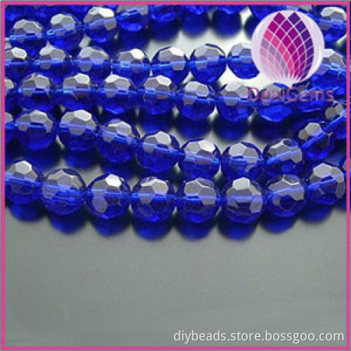 Bead,glass,cobalt blue ,10mm half-hand faceted round